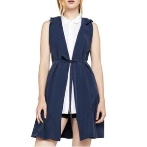 BCBGENERATION Flounce Hem Long Navy Vest